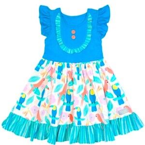 NWT Eleanor Rose Tropical Toucan “Rhonda” Flutter Sleeve Dress